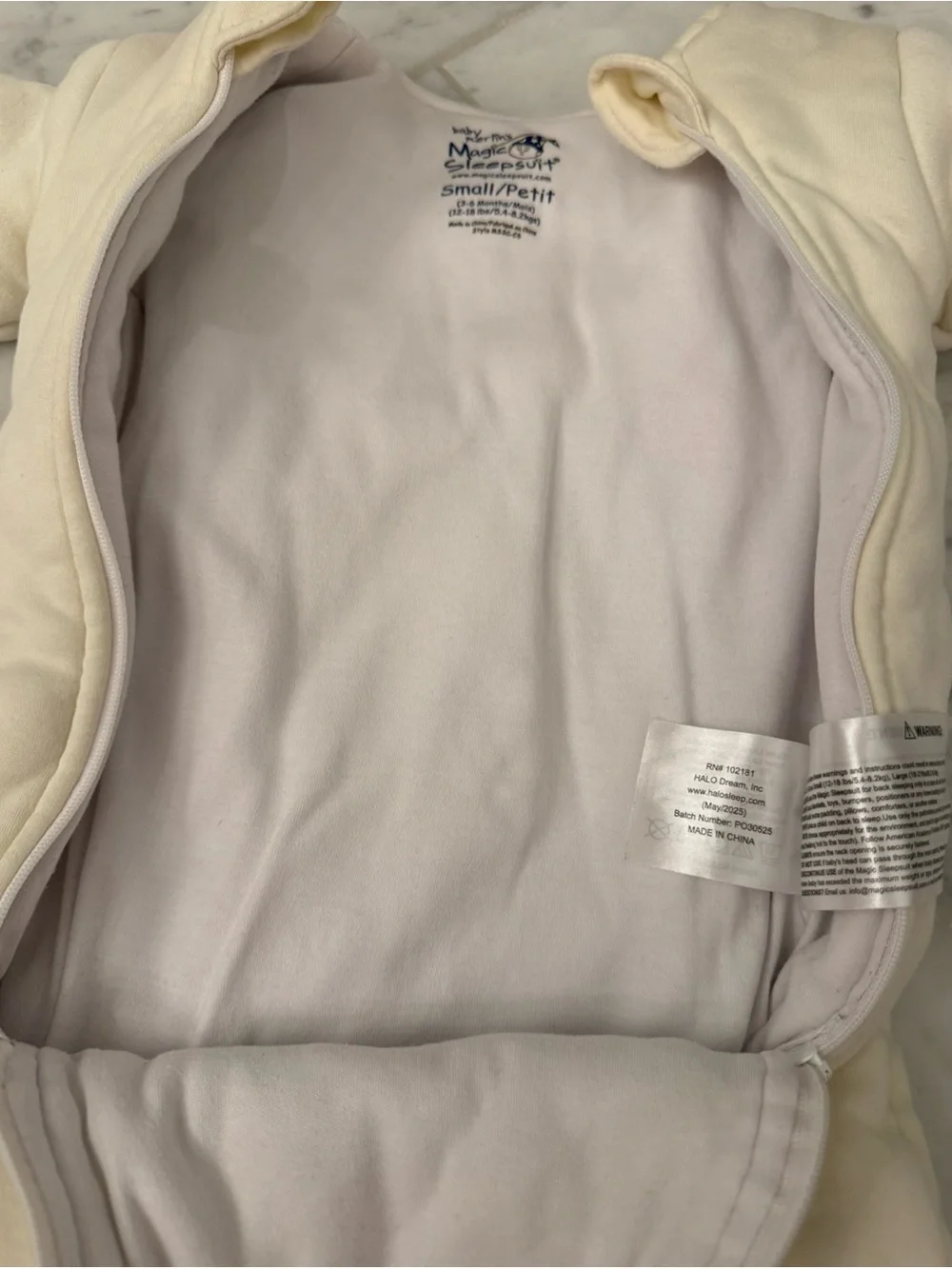 HALO Baby Merlin's Magic Sleepsuit in Cream. Size 3-6 Months/ 12-18 Pounds